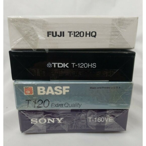 VHS Blank Tape Lot 5 Sony T160 8hr Fuji TDK BASF 6hr T120 Maxell Silver Sealed - Picture 10 of 11